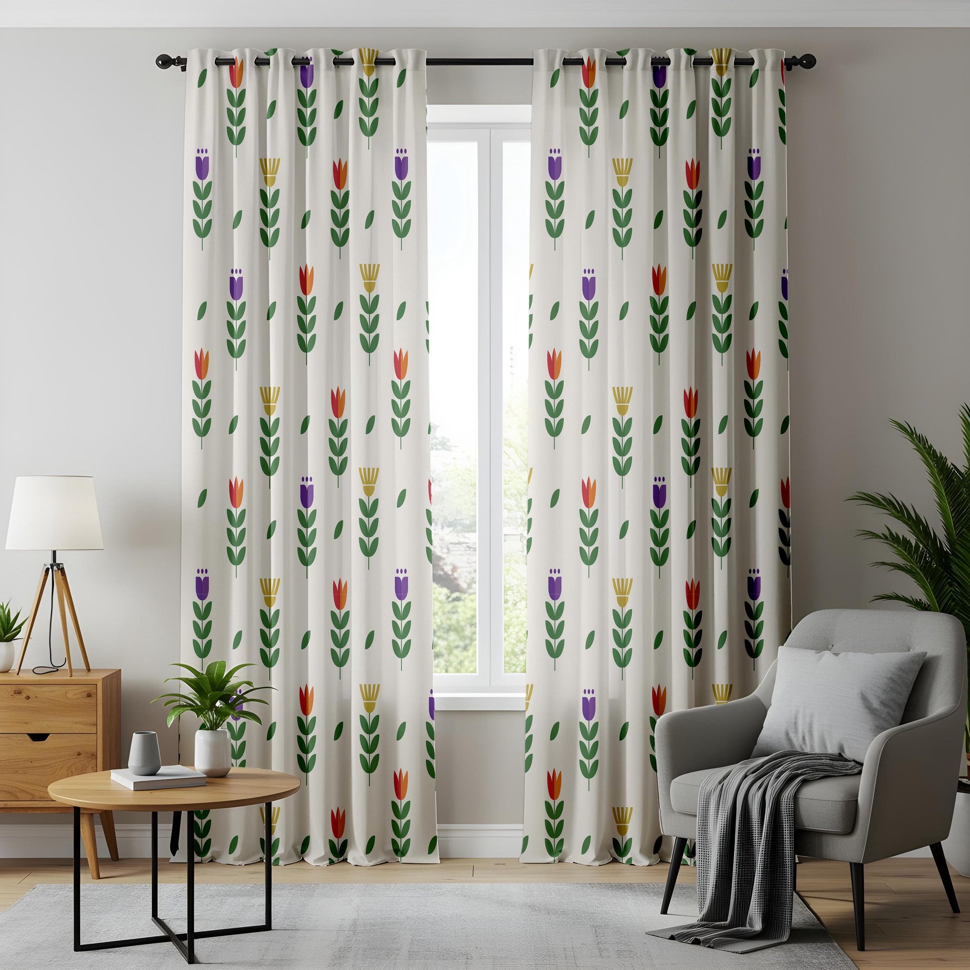 Onay Scandinavian Floral Made to Measure Curtains – Colorful Nature-Inspired Drapes
