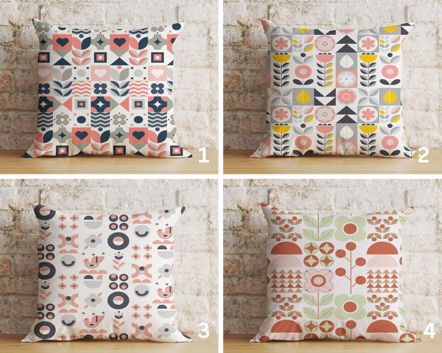 Onay Home Textile Cushion Covers Scandinavian Floral Pillow Cover Blue Scandi Cushion Cover
