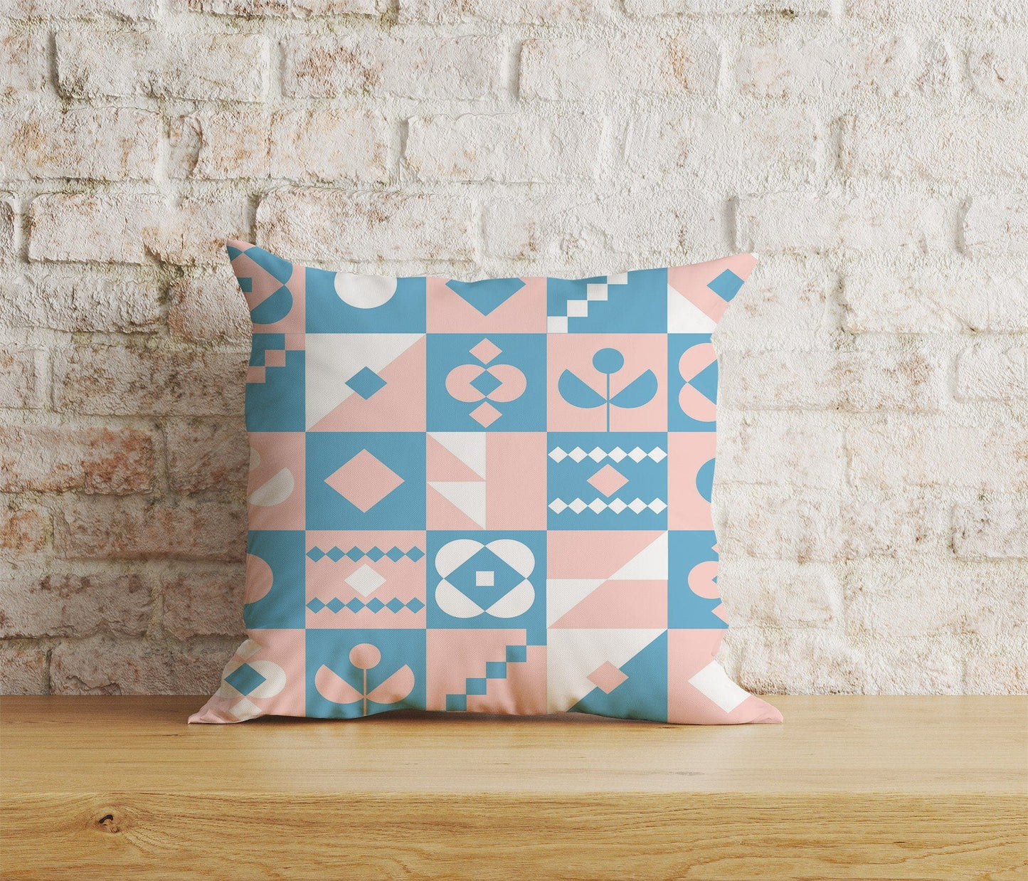 Onay Home Textile Cushion Covers 9 / 12 x 12 inch (30 x 30 cm) Double Side Scandinavian Pink & Orange Cushions Cover Square Case