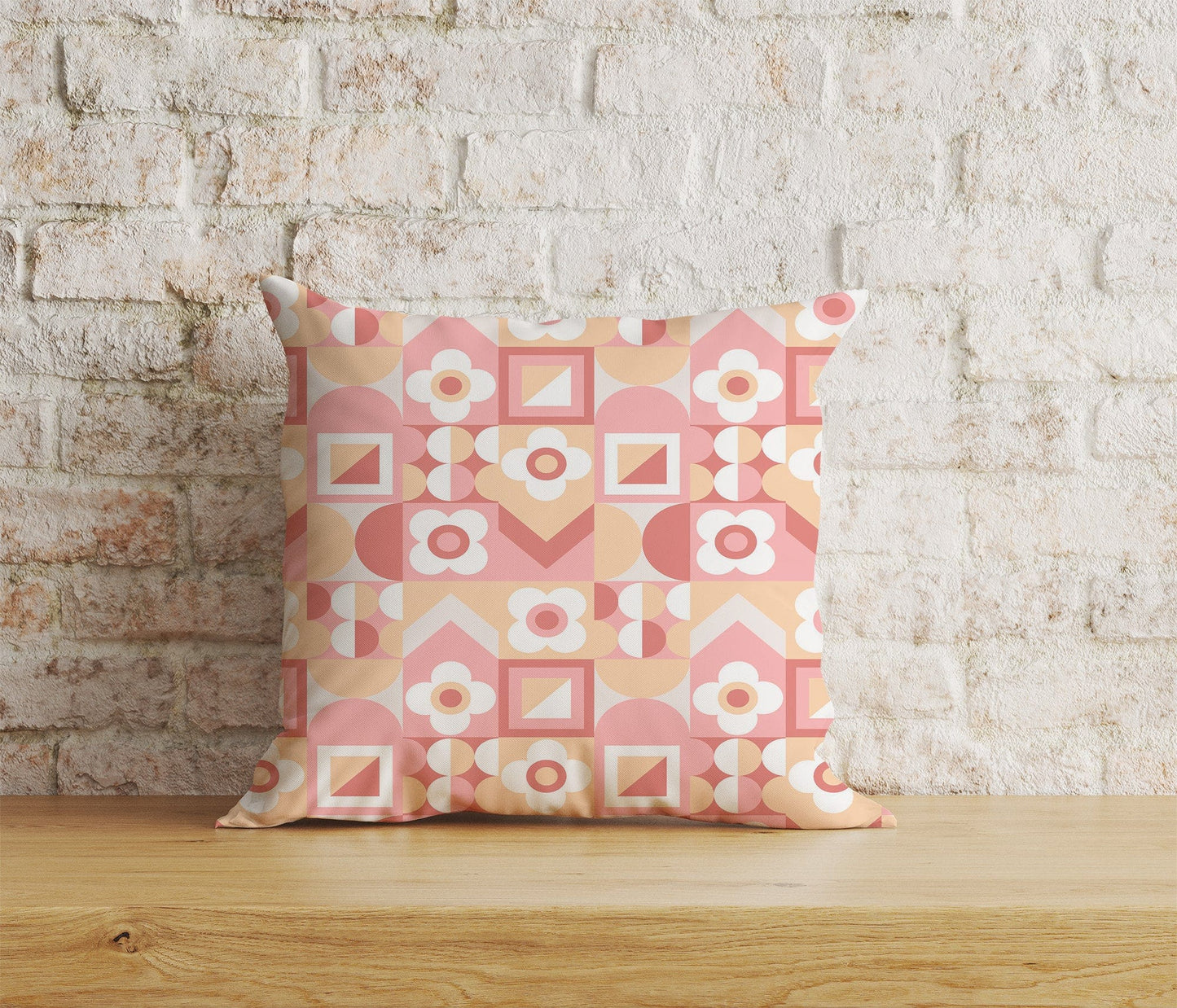 Onay Home Textile Cushion Covers 8 / 12 x 12 inch (30 x 30 cm) Double Side Scandinavian Pink & Orange Cushions Cover Square Case