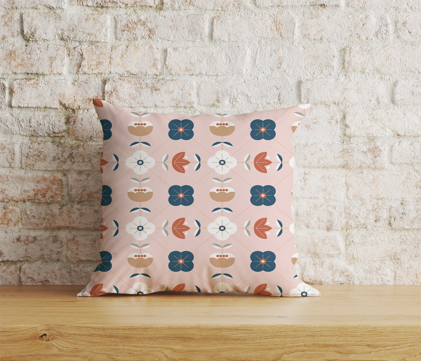 Onay Home Textile Cushion Covers 5 / 12 x 12 inch (30 x 30 cm) Double Side Scandinavian Pink & Orange Cushions Cover Square Case