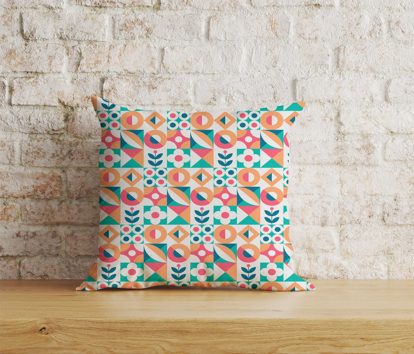 Onay Home Textile Cushion Covers 4 / 12 x 12 inch (30 x 30 cm) Double Side Scandinavian Pink & Orange Cushions Cover Square Case