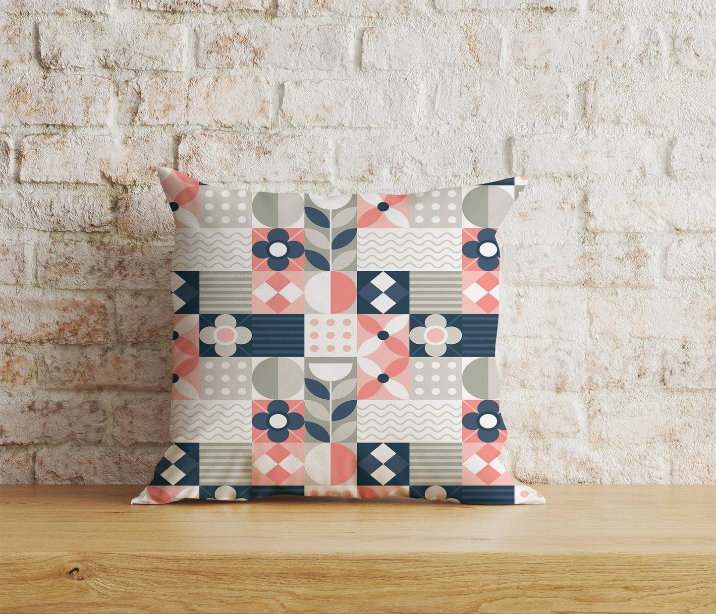 Onay Home Textile Cushion Covers 2 / 12 x 12 inch (30 x 30 cm) Double Side Scandinavian Pink & Orange Cushions Cover Square Case