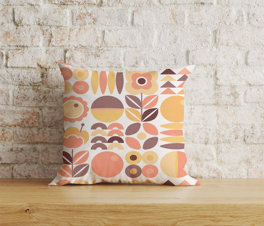 Onay Home Textile Cushion Covers 1 / 12 x 12 inch (30 x 30 cm) Double Side Scandinavian Pink & Orange Cushions Cover Square Case