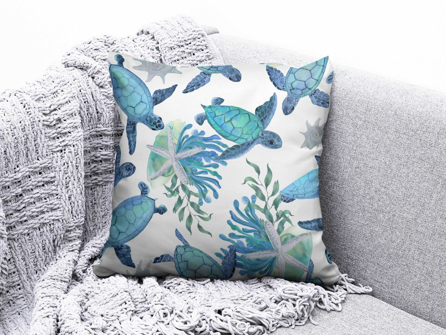 Onay 5 / 12 x 12 inch (30 x 30 cm) Sea Seahorse Seashell Beach House Cushion Covers
