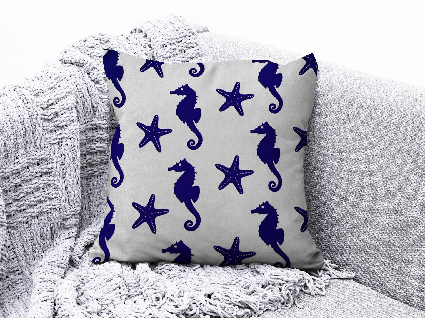 Onay 3 / 12 x 12 inch (30 x 30 cm) Sea Seahorse Seashell Beach House Cushion Covers