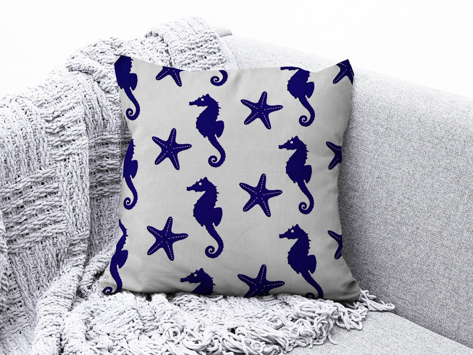 Onay 3 / 12 x 12 inch (30 x 30 cm) Sea Seahorse Seashell Beach House Cushion Covers