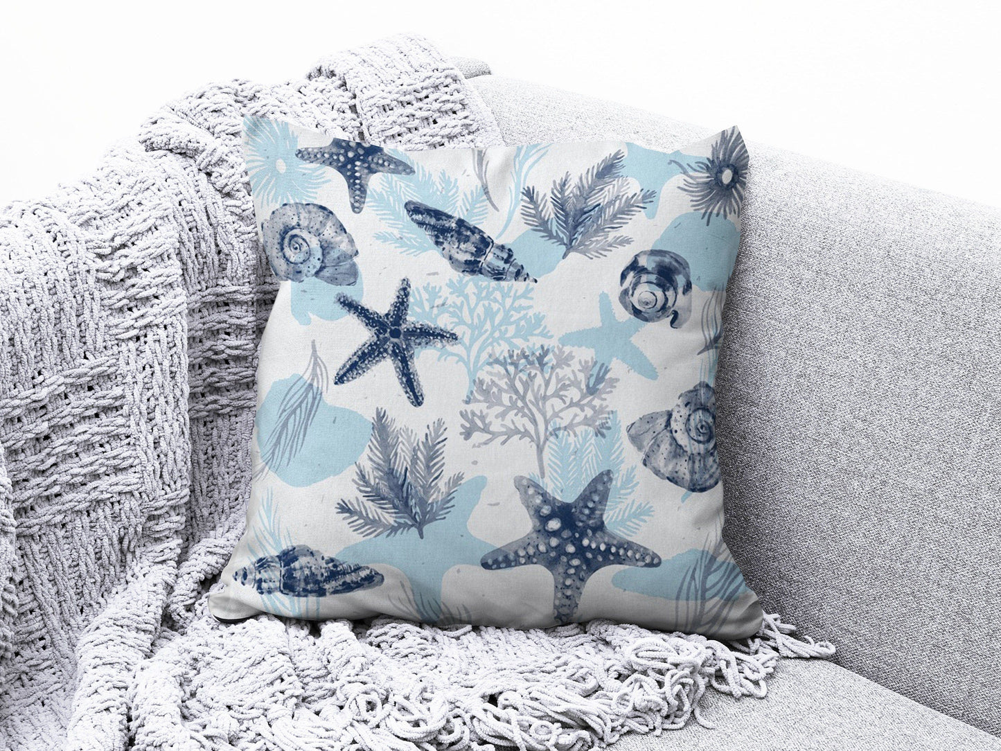 Onay 1 / 12 x 12 inch (30 x 30 cm) Sea Seahorse Seashell Beach House Cushion Covers