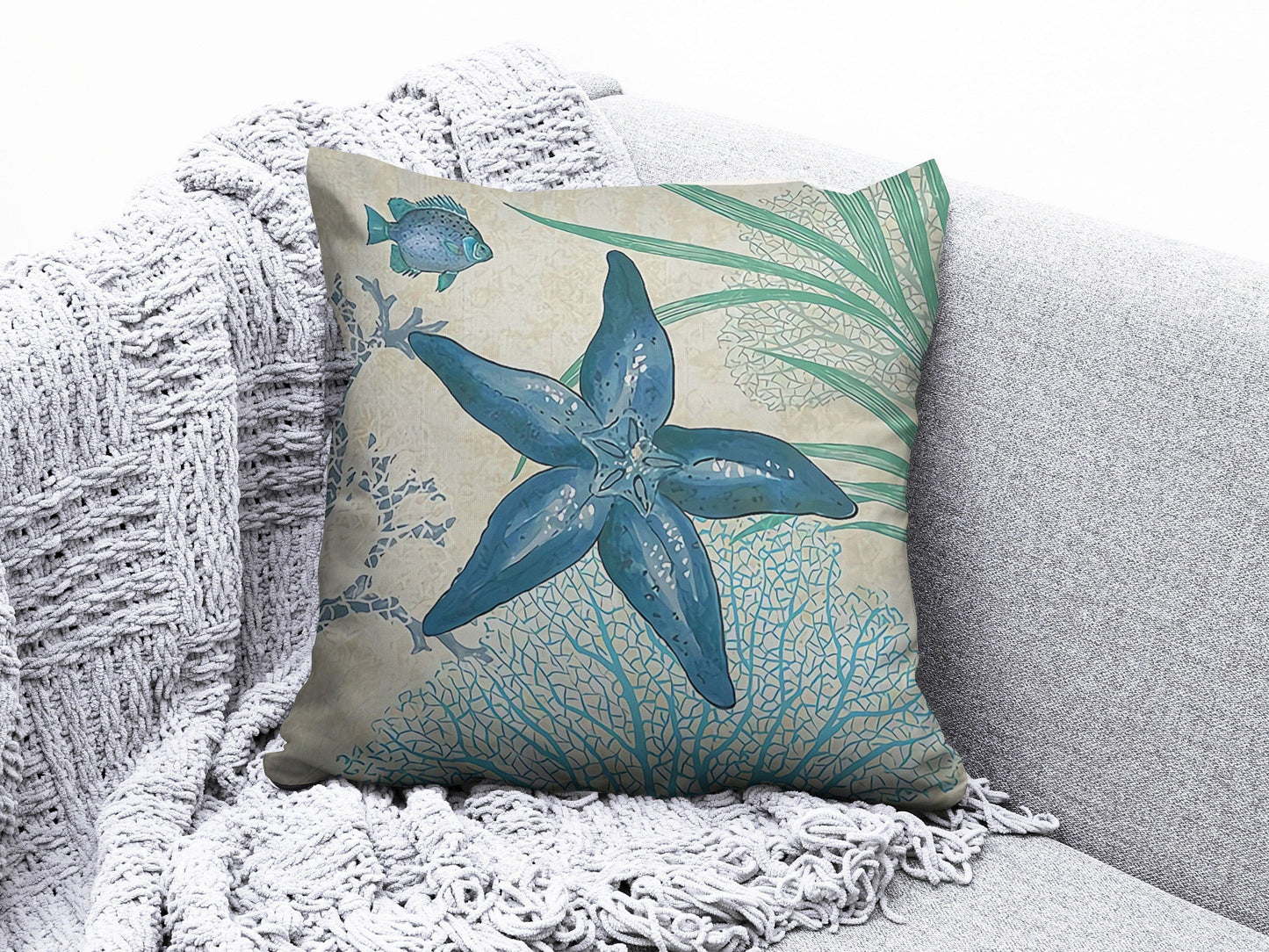 Onay 7 / 12 x 12 inch (30 x 30 cm) Sea Shell Coastal Beach House Decorative Cushion Cover