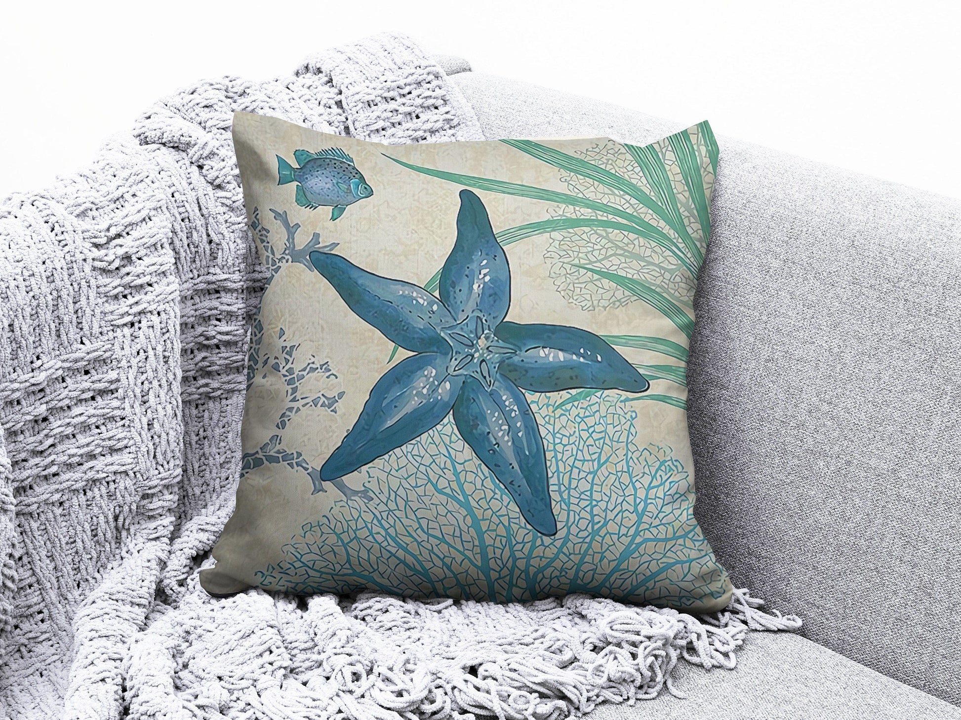 Onay 7 / 12 x 12 inch (30 x 30 cm) Sea Shell Coastal Beach House Decorative Cushion Cover