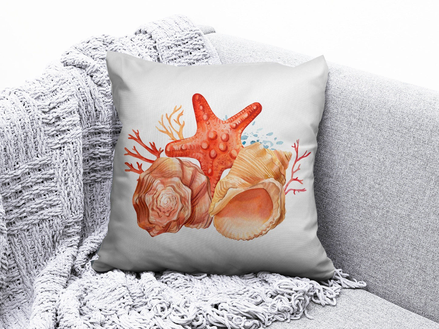 Onay 8 / 12 x 12 inch (30 x 30 cm) Sea Shell Coastal Beach House Decorative Cushion Cover