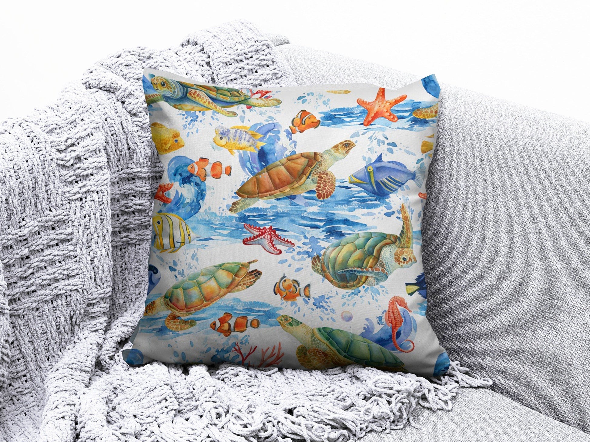 Onay 4 / 12 x 12 inch (30 x 30 cm) Sea Shell Coastal Beach House Decorative Cushion Cover