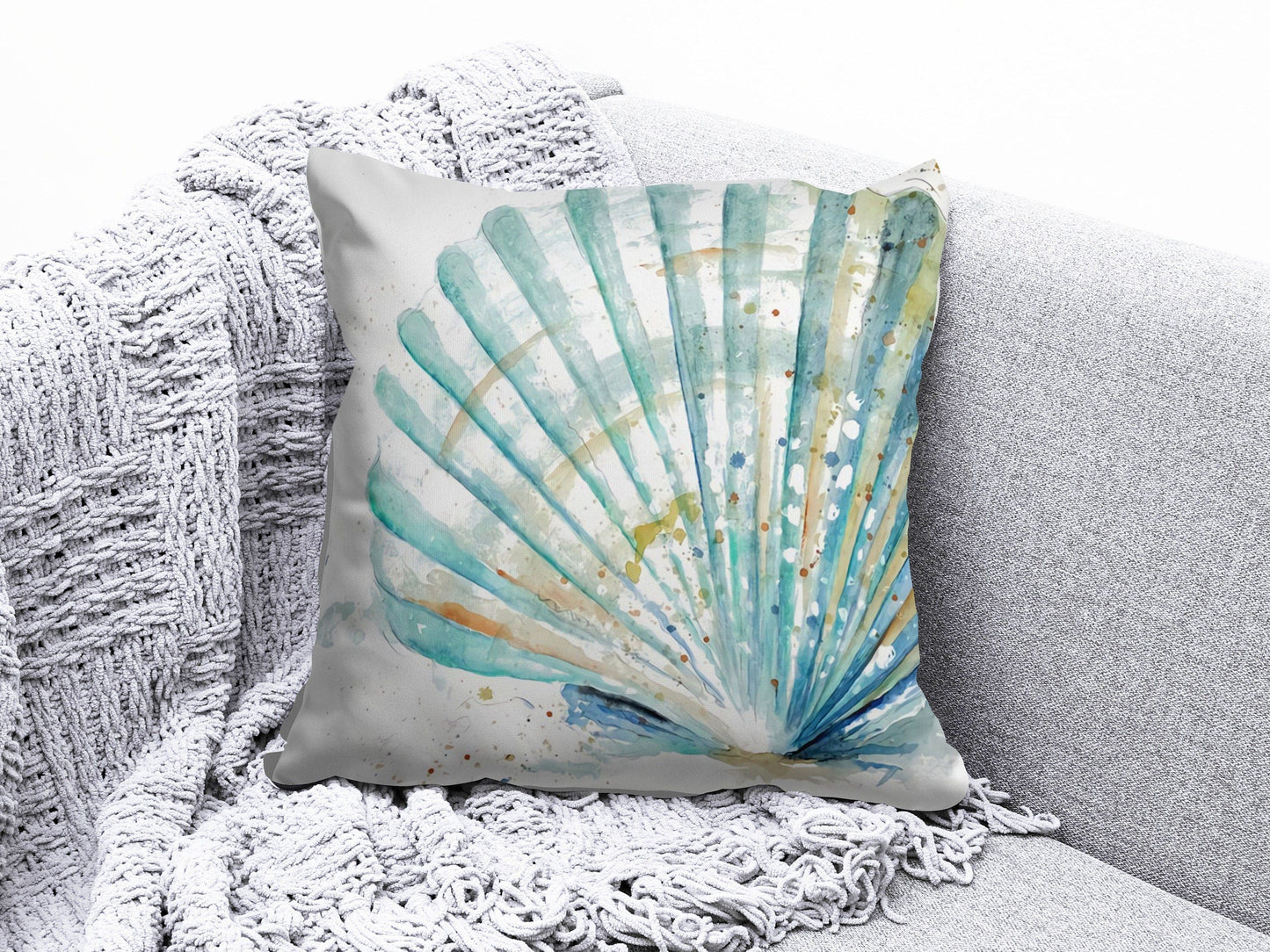 Onay 3 / 12 x 12 inch (30 x 30 cm) Sea Shell Coastal Beach House Decorative Cushion Cover