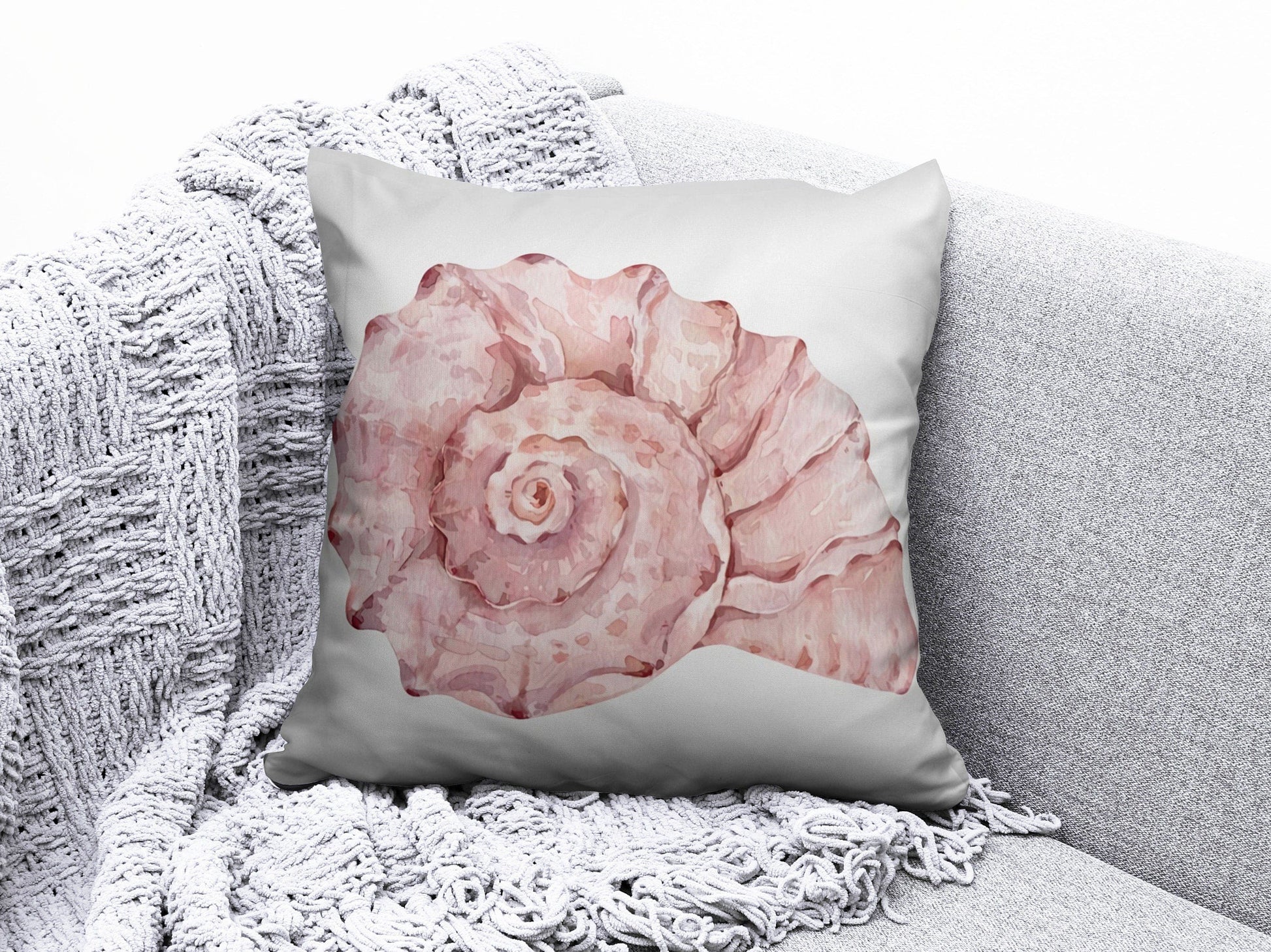 Onay 2 / 12 x 12 inch (30 x 30 cm) Sea Shell Coastal Beach House Decorative Cushion Cover