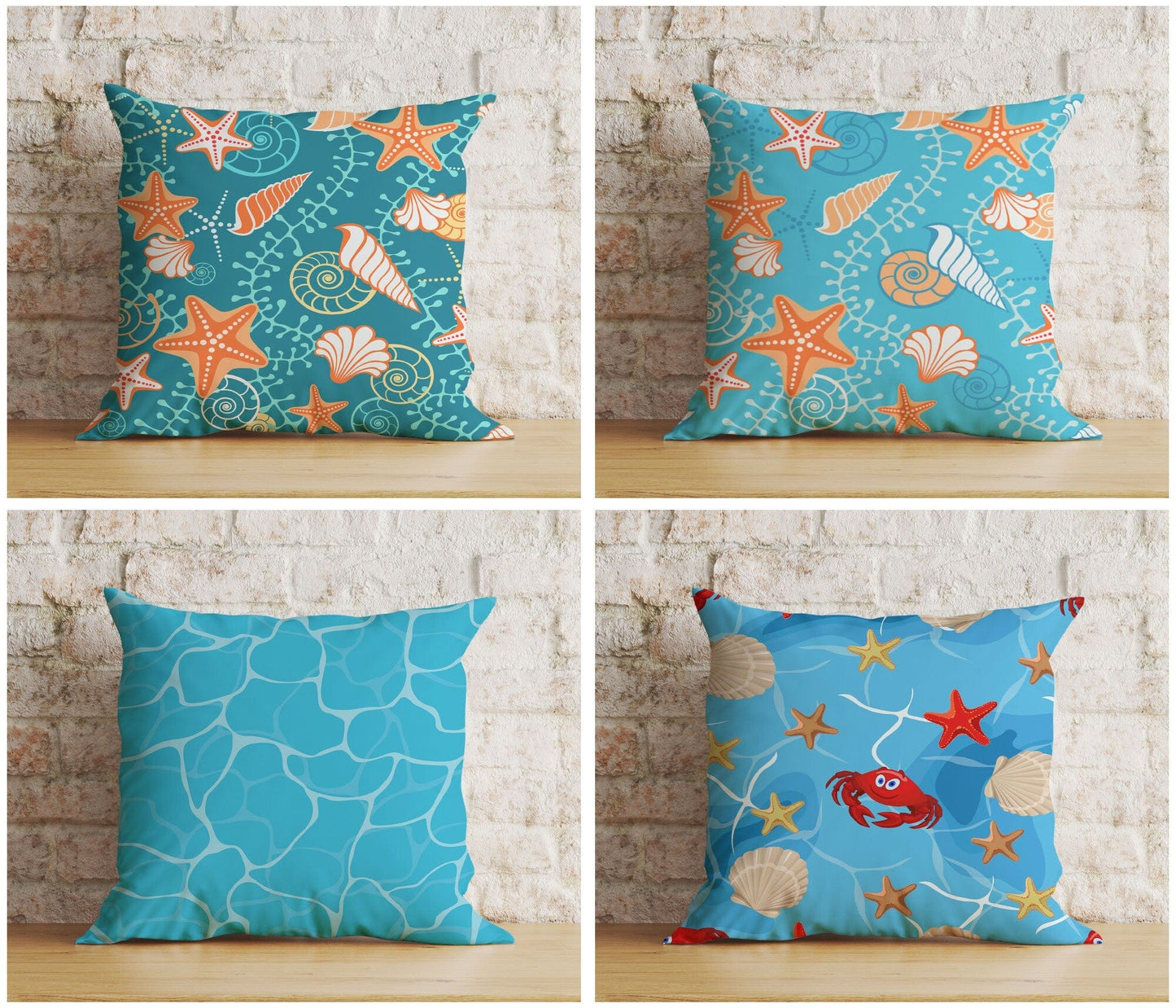 Onay Seahorse & Fish Nautical Blue Turquoise Cushion Cover