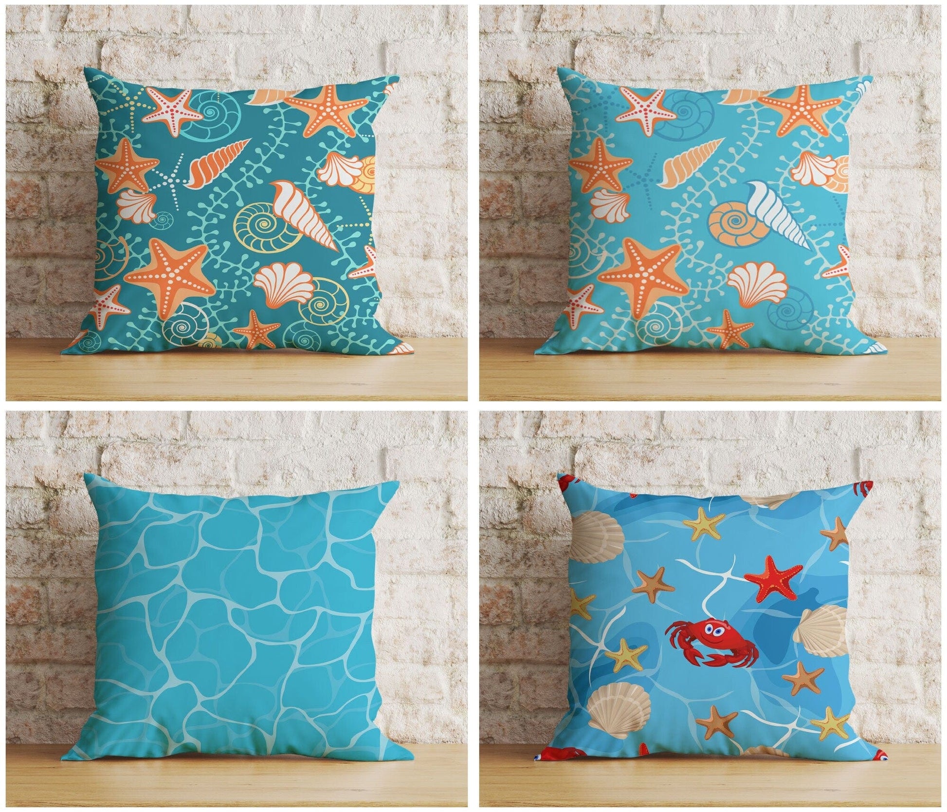 Onay Seahorse & Fish Nautical Blue Turquoise Cushion Cover