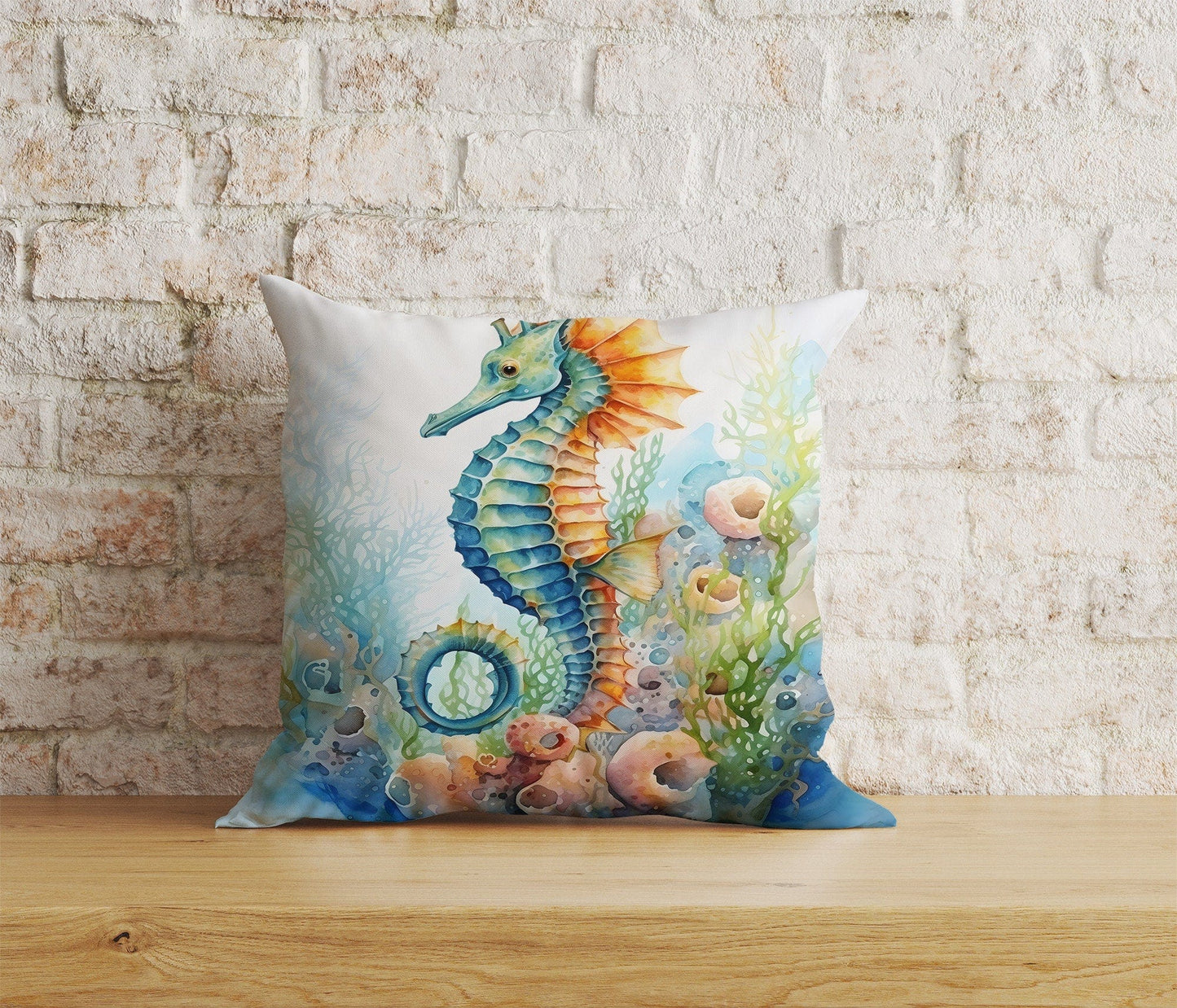 Onay Home Textile Cushion Covers 6 / 12 x 12 inch (30 x 30 cm) Double Side Seahorse Turquoise Cushion Cover Beach House Pillow Covers