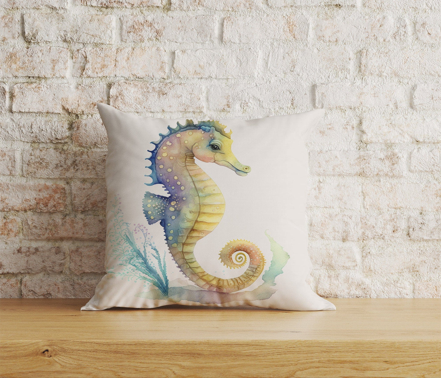 Onay Home Textile Cushion Covers 5 / 12 x 12 inch (30 x 30 cm) Double Side Seahorse Turquoise Cushion Cover Beach House Pillow Covers