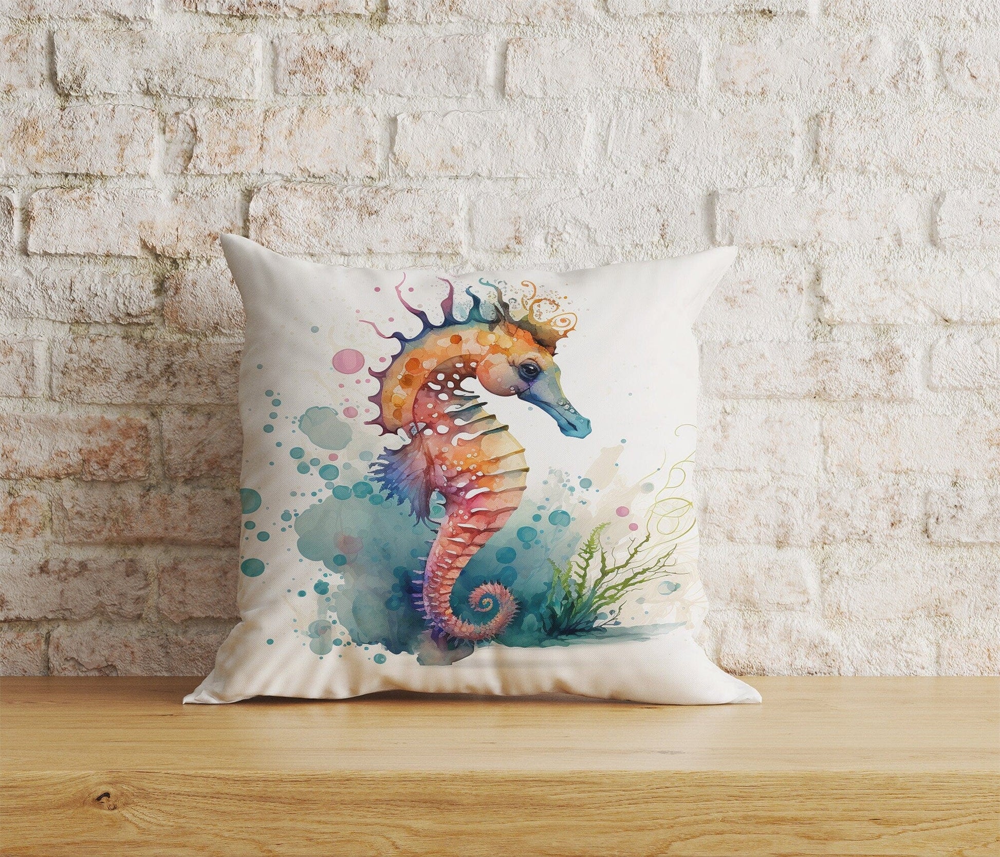 Onay Home Textile Cushion Covers 4 / 12 x 12 inch (30 x 30 cm) Double Side Seahorse Turquoise Cushion Cover Beach House Pillow Covers