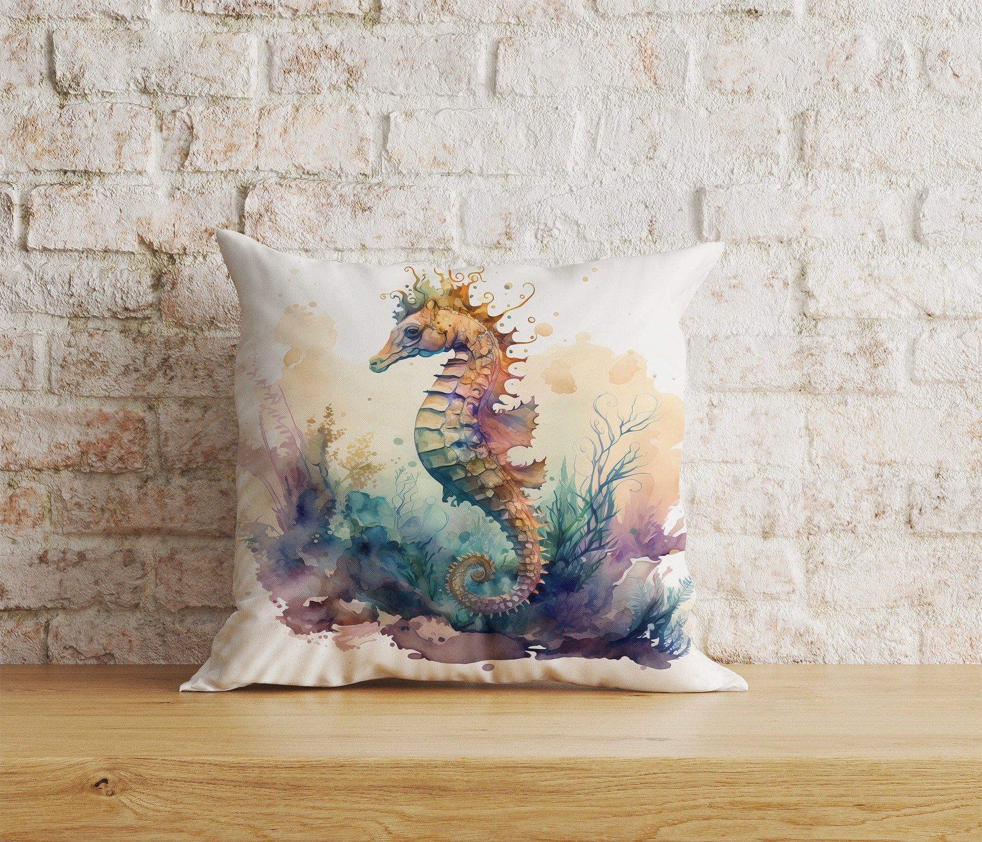 Onay Home Textile Cushion Covers 3 / 12 x 12 inch (30 x 30 cm) Double Side Seahorse Turquoise Cushion Cover Beach House Pillow Covers