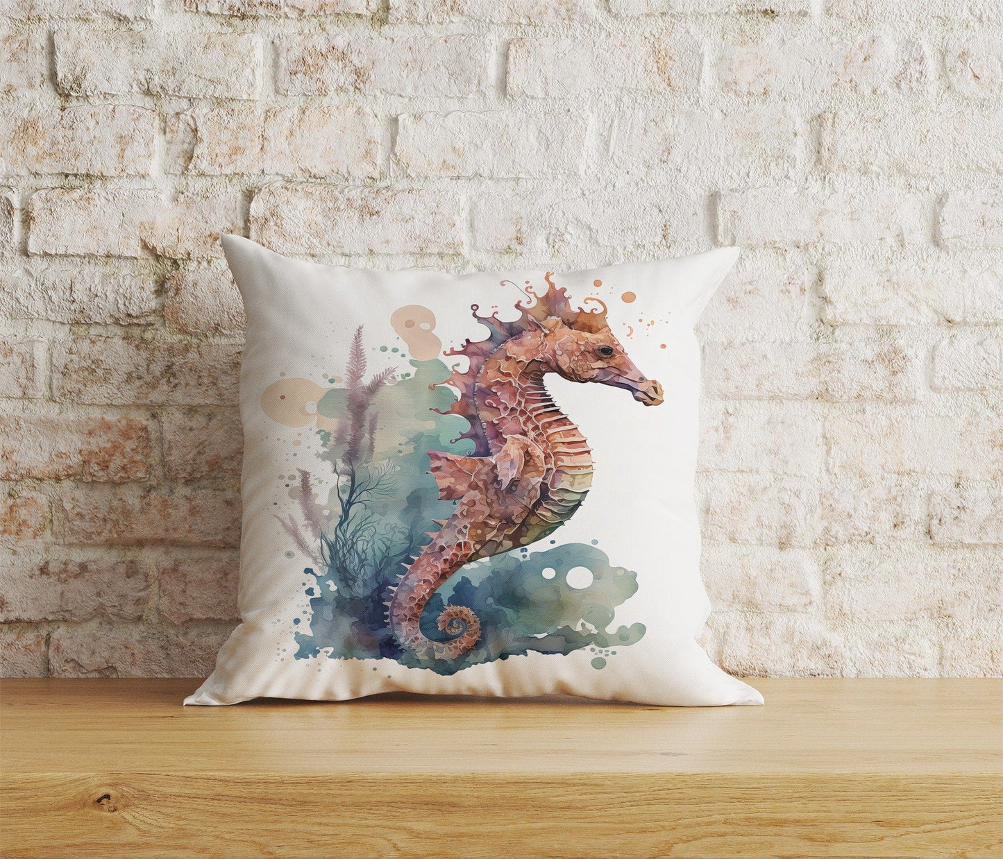Onay Home Textile Cushion Covers 2 / 12 x 12 inch (30 x 30 cm) Double Side Seahorse Turquoise Cushion Cover Beach House Pillow Covers