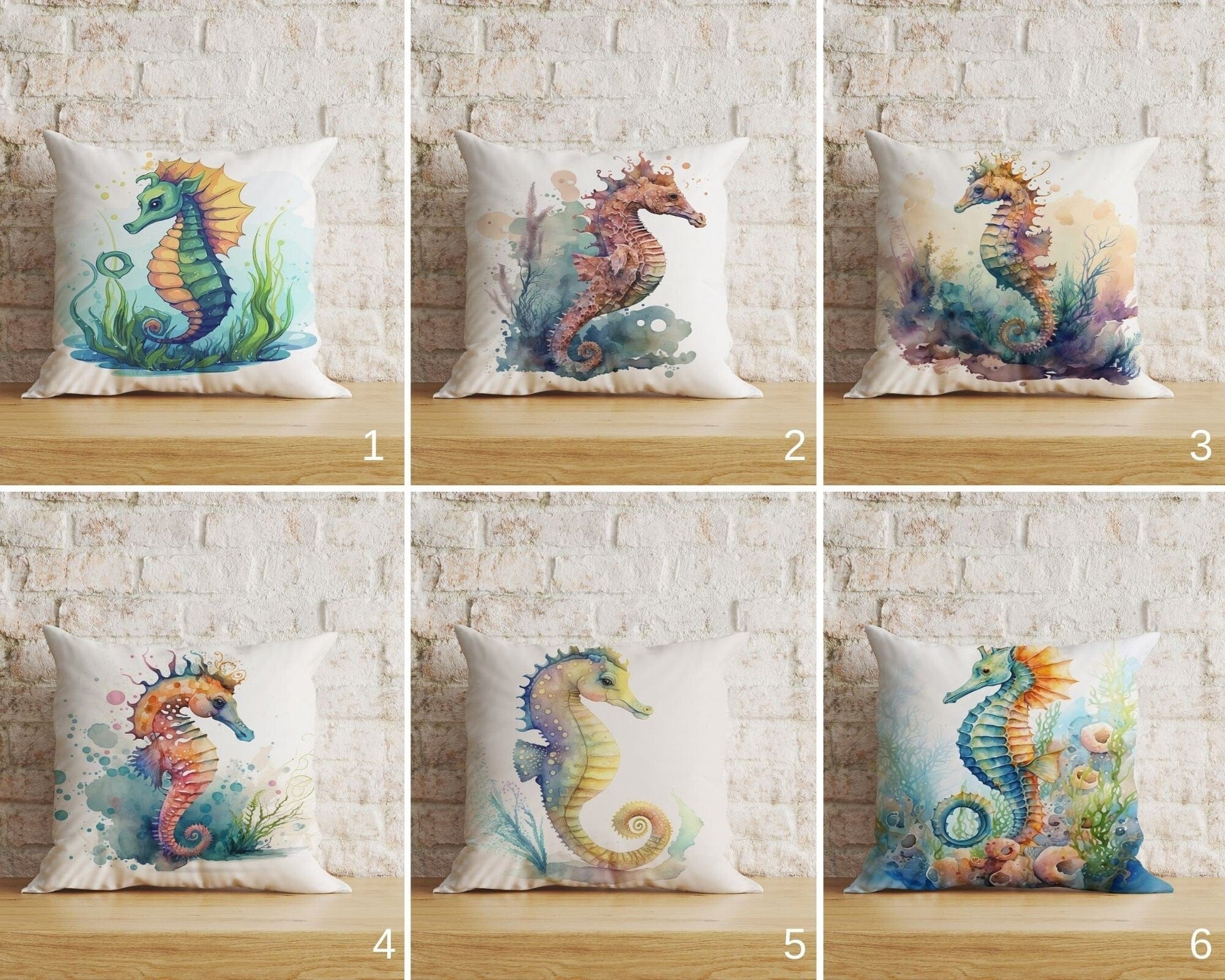 Onay Home Textile Cushion Covers Seahorse Turquoise Cushion Cover Beach House Pillow Covers