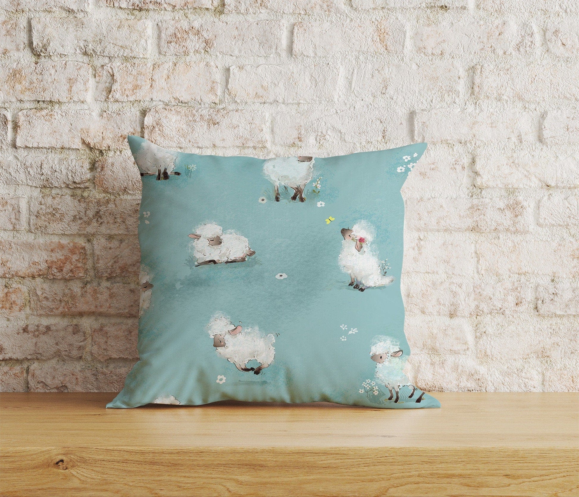 Onay Home Textile Cushion Covers 7 / 12 x 12 inch (30 x 30 cm) Double Side Sheep Cushion Cover Sheep Pillow Cover Goat Throw Cushions