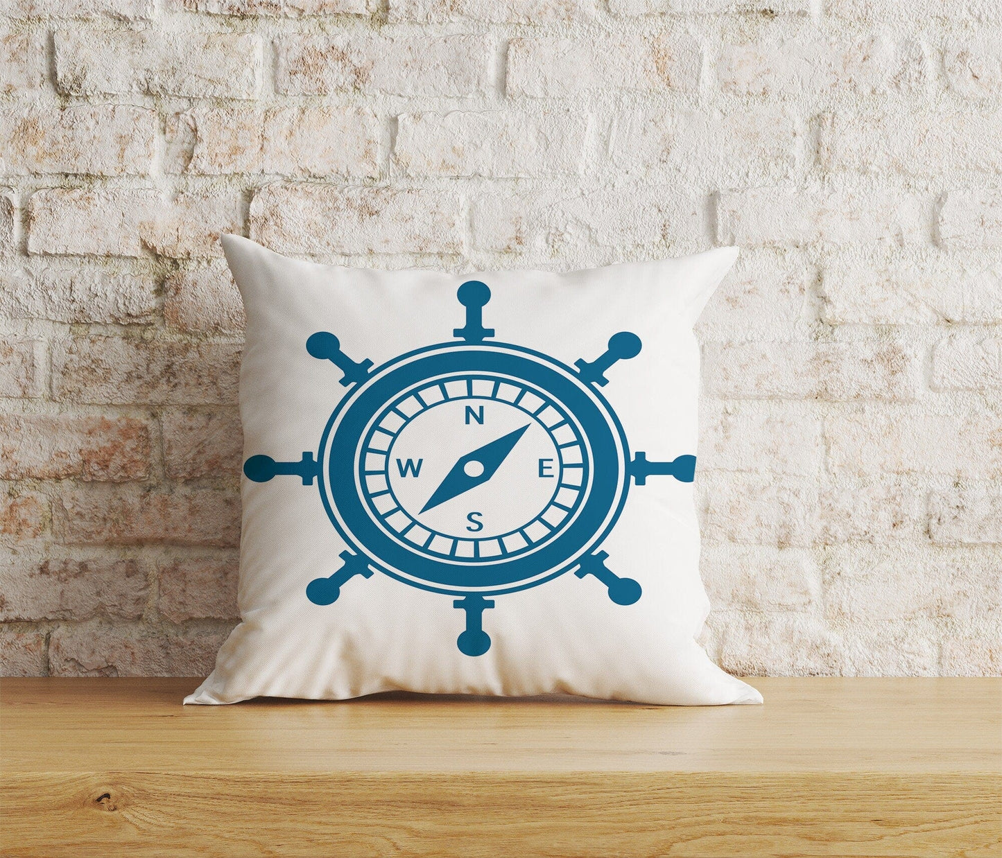 Onay Home Textile Cushion Covers 8 / 12 x 12 inch (30 x 30 cm) Double Side Ships Wheel Decor Print Wooden Steering Wheel Cushion Cover