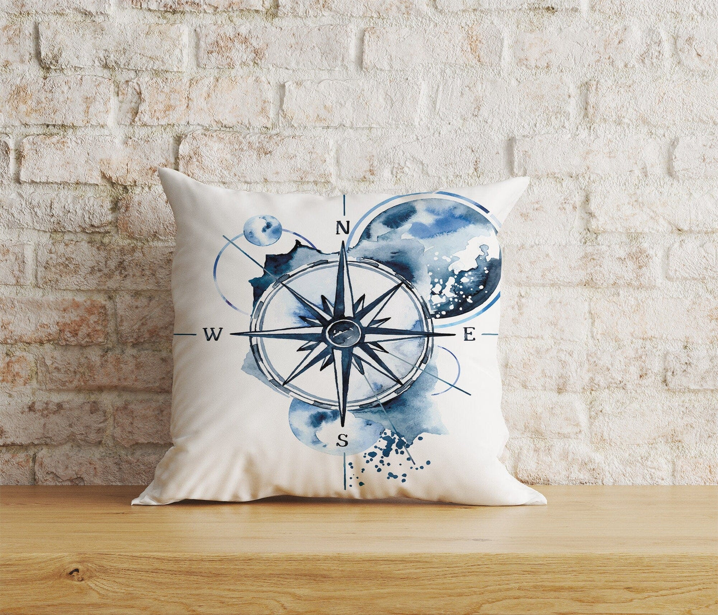 Onay Home Textile Cushion Covers 3 / 12 x 12 inch (30 x 30 cm) Double Side Ships Wheel Decor Print Wooden Steering Wheel Cushion Cover