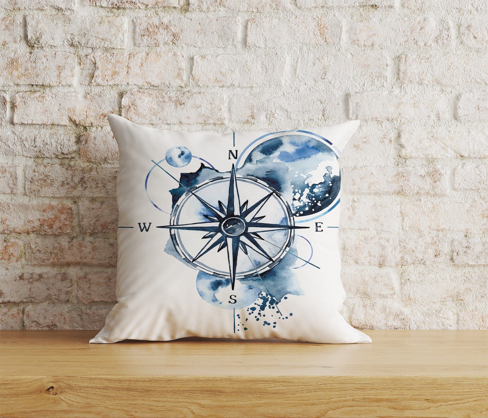 Onay Home Textile Cushion Covers 3 / 12 x 12 inch (30 x 30 cm) Double Side Ships Wheel Decor Print Wooden Steering Wheel Cushion Cover