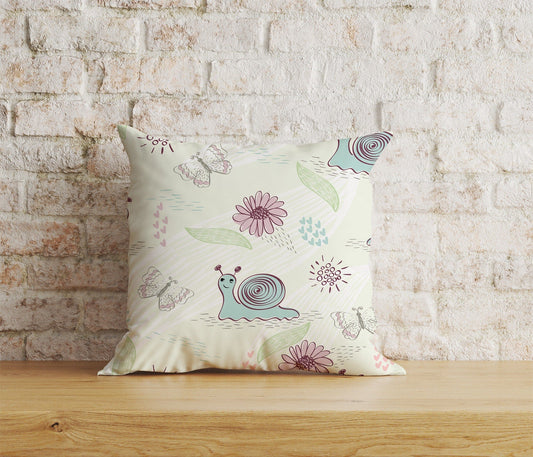Onay Home Textile Cushion Covers 1 / 12 x 12 inch (30 x 30 cm) Double Side Snail Floral Cushion Cover Bug Scatter Cushions Euro Sham