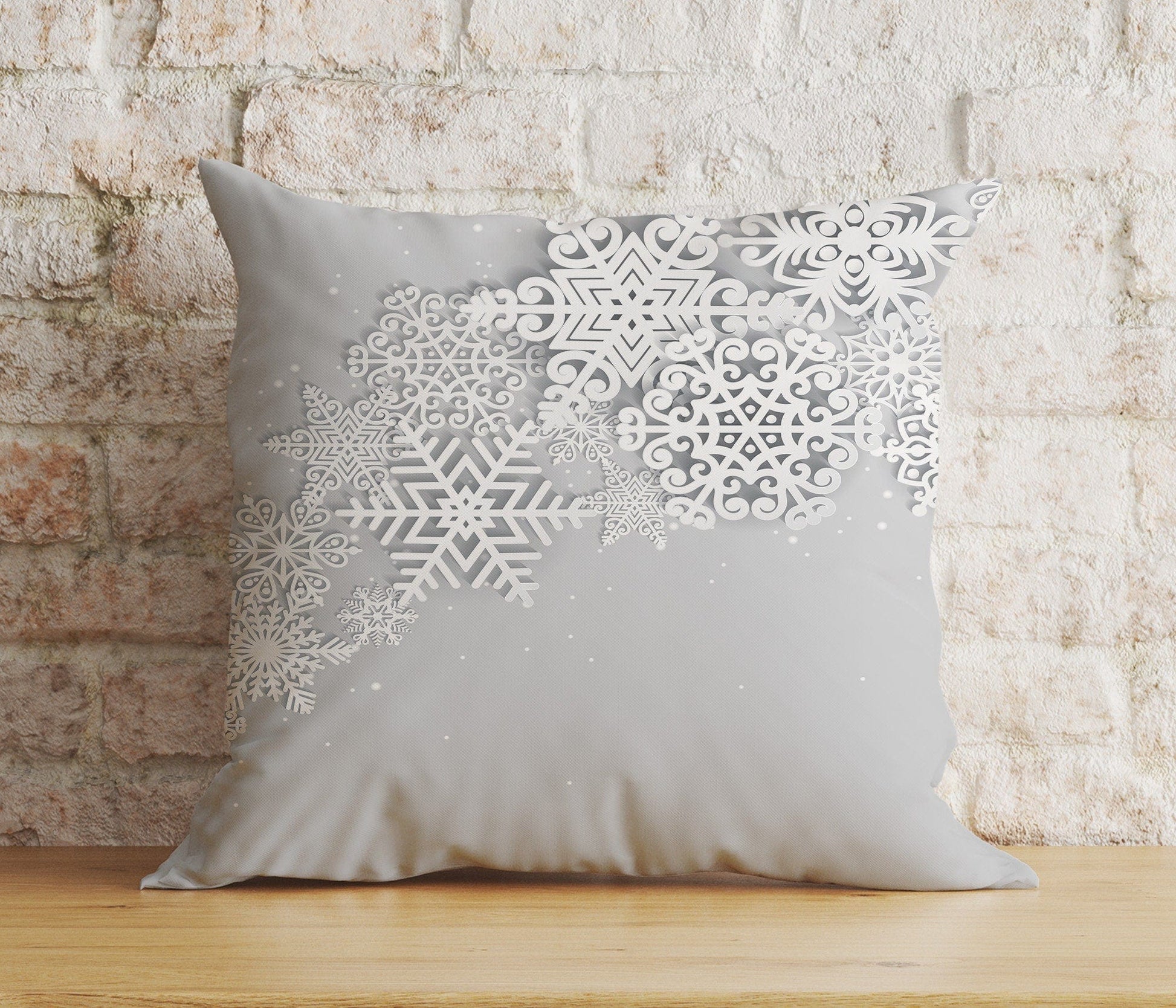 Onay 7 / 12 x 12 inch (30 x 30 cm) Double Side Snowflake Patterned Christmas Winter Decor Cushion Covers