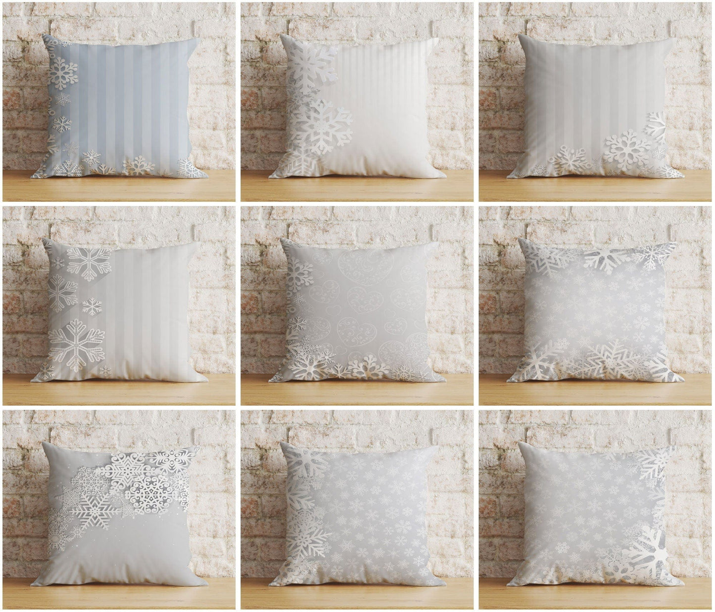 Onay Snowflake Patterned Christmas Winter Decor Cushion Covers