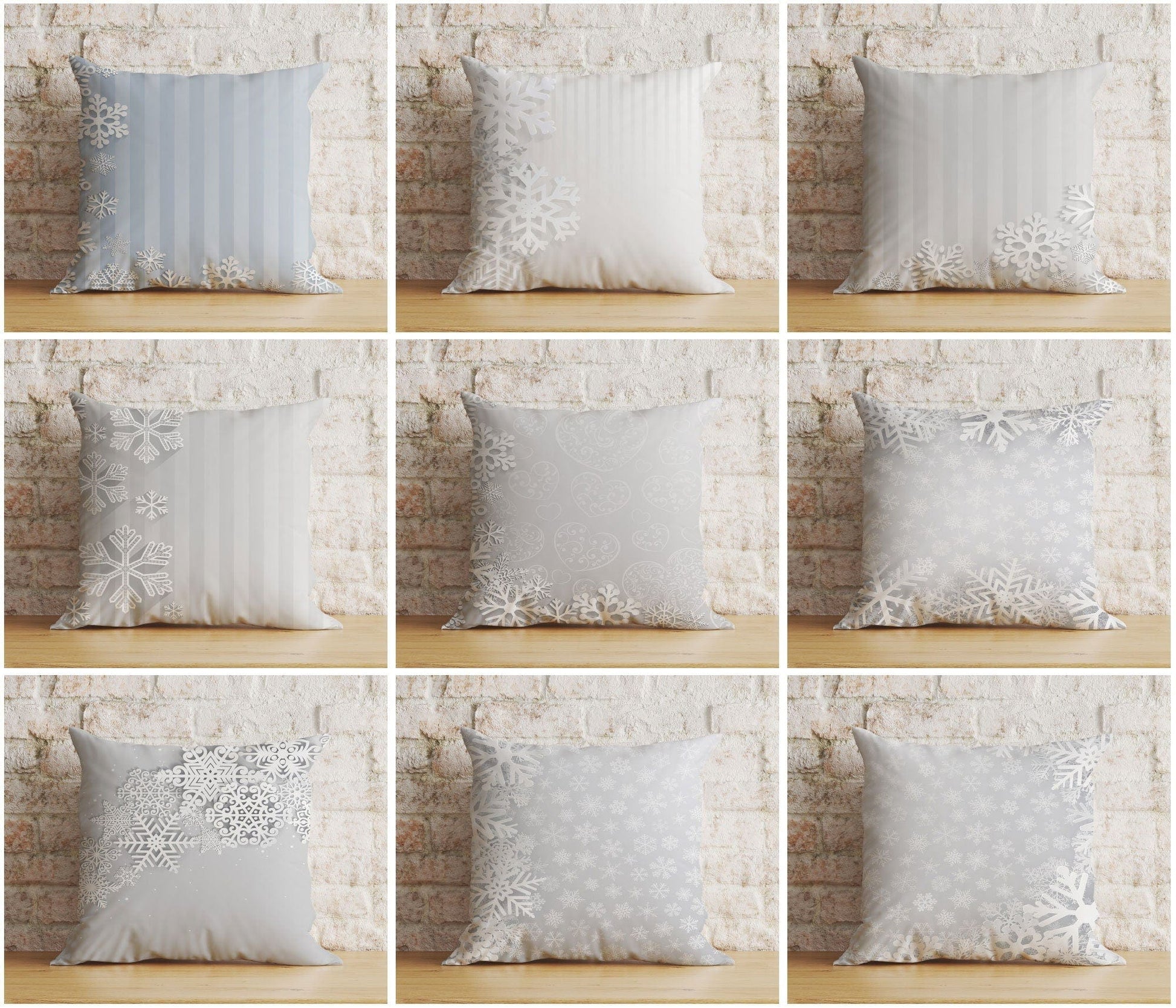 Onay Snowflake Patterned Christmas Winter Decor Cushion Covers