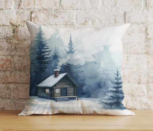 Onay 4 / 12 x 12 inch (30 x 30 cm) Double Side Snowing House and Peoples Winter Vibe Xmas Cushion Cover