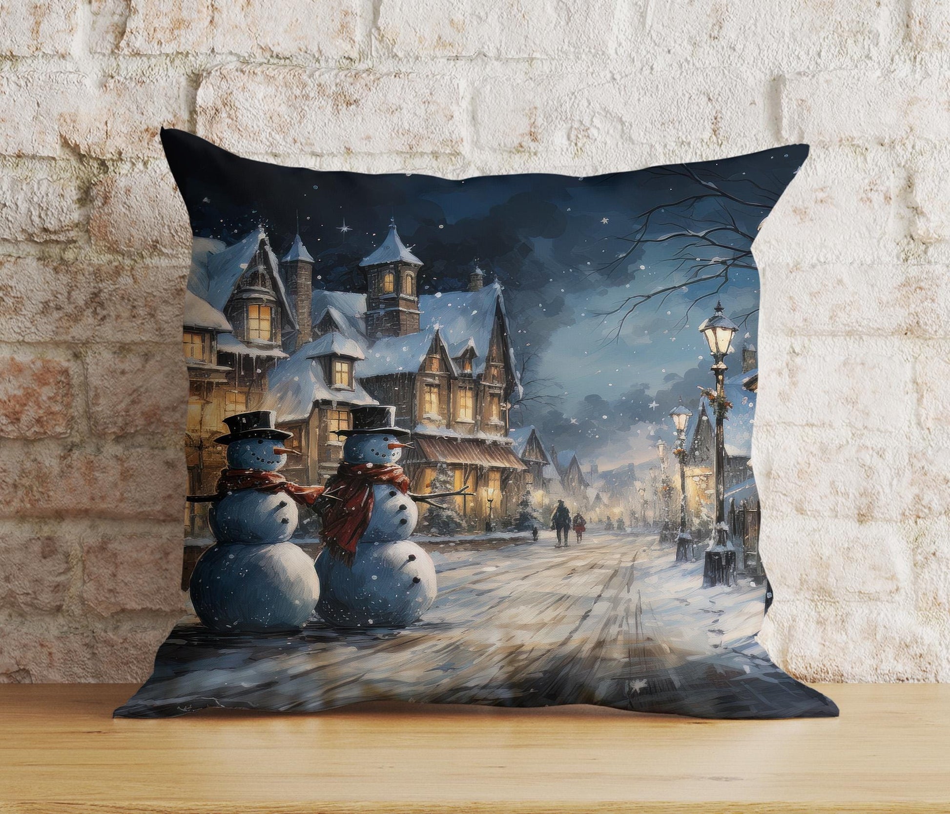 Onay 4 / 12 x 12 inch (30 x 30 cm) Double Side Snowman and Santa Christmas Festive Snowy Cushion Covers