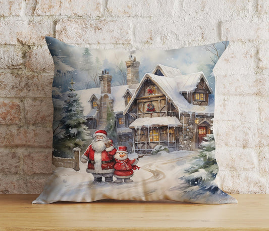 Onay 1 / 12 x 12 inch (30 x 30 cm) Double Side Snowman and Santa Christmas Festive Snowy Cushion Covers
