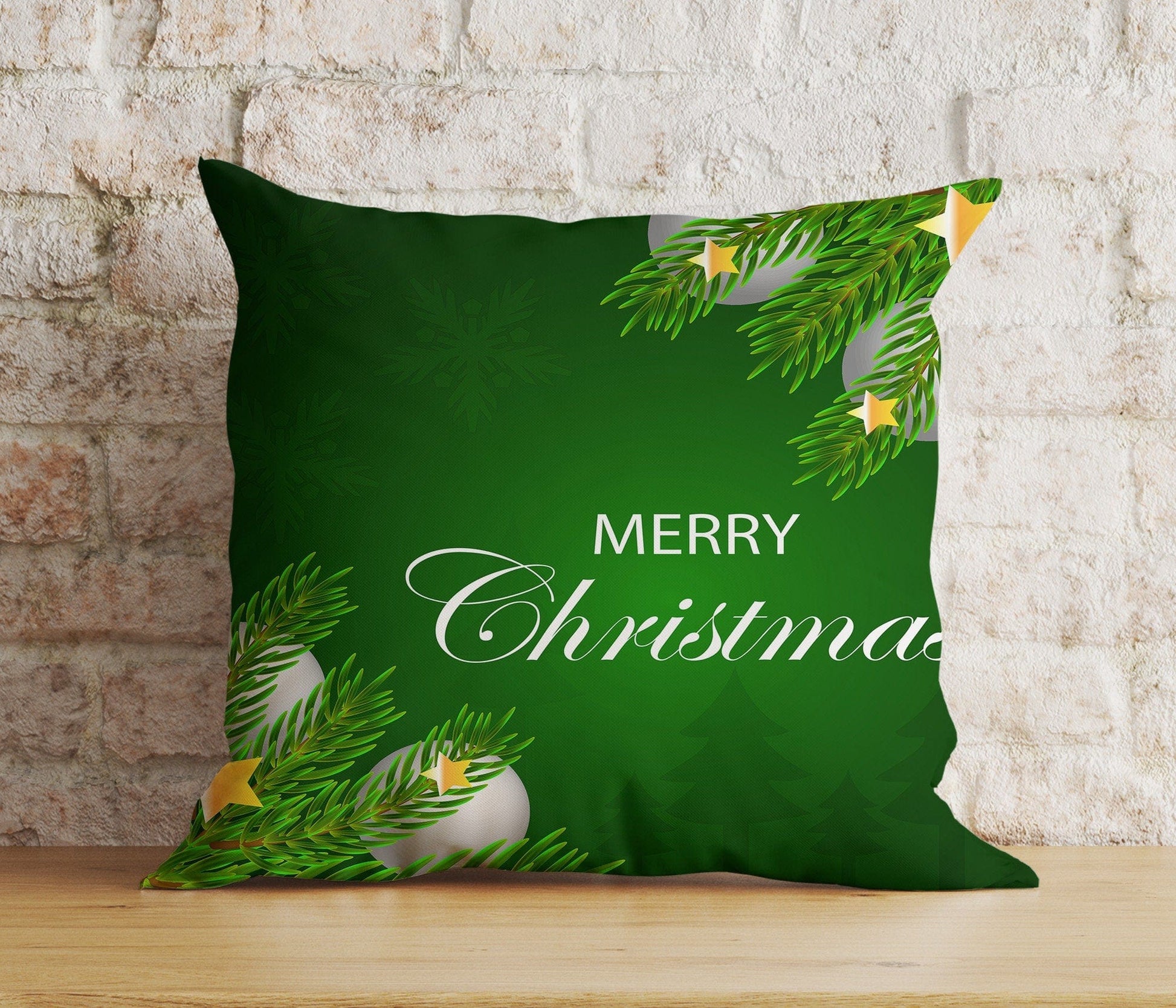 Onay 8 / 12 x 12 inch (30 x 30 cm) Double Side Snowman Botanical Christmas Festive Green Cushion Covers