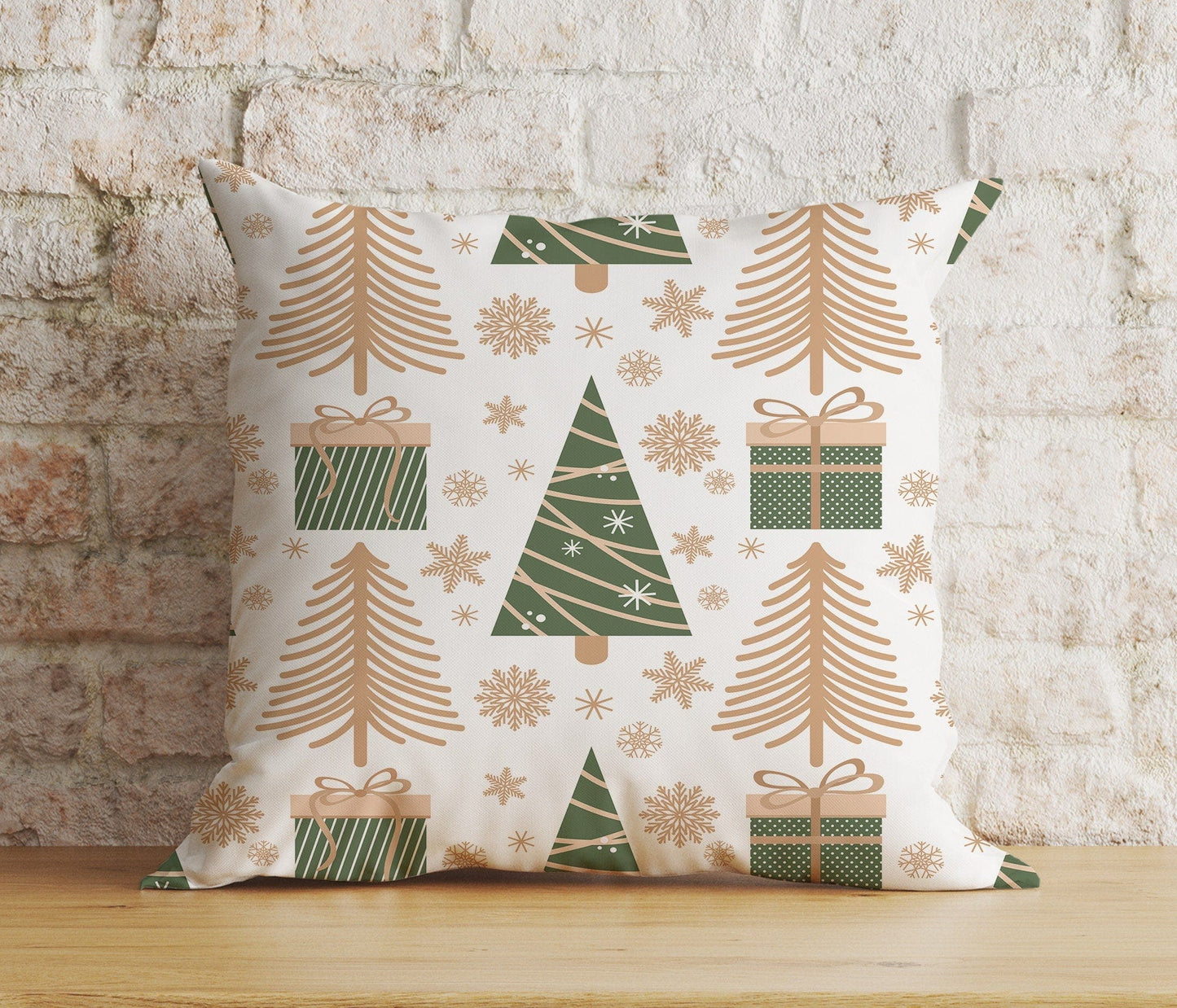 Onay 5 / 12 x 12 inch (30 x 30 cm) Double Side Snowman Botanical Christmas Festive Green Cushion Covers