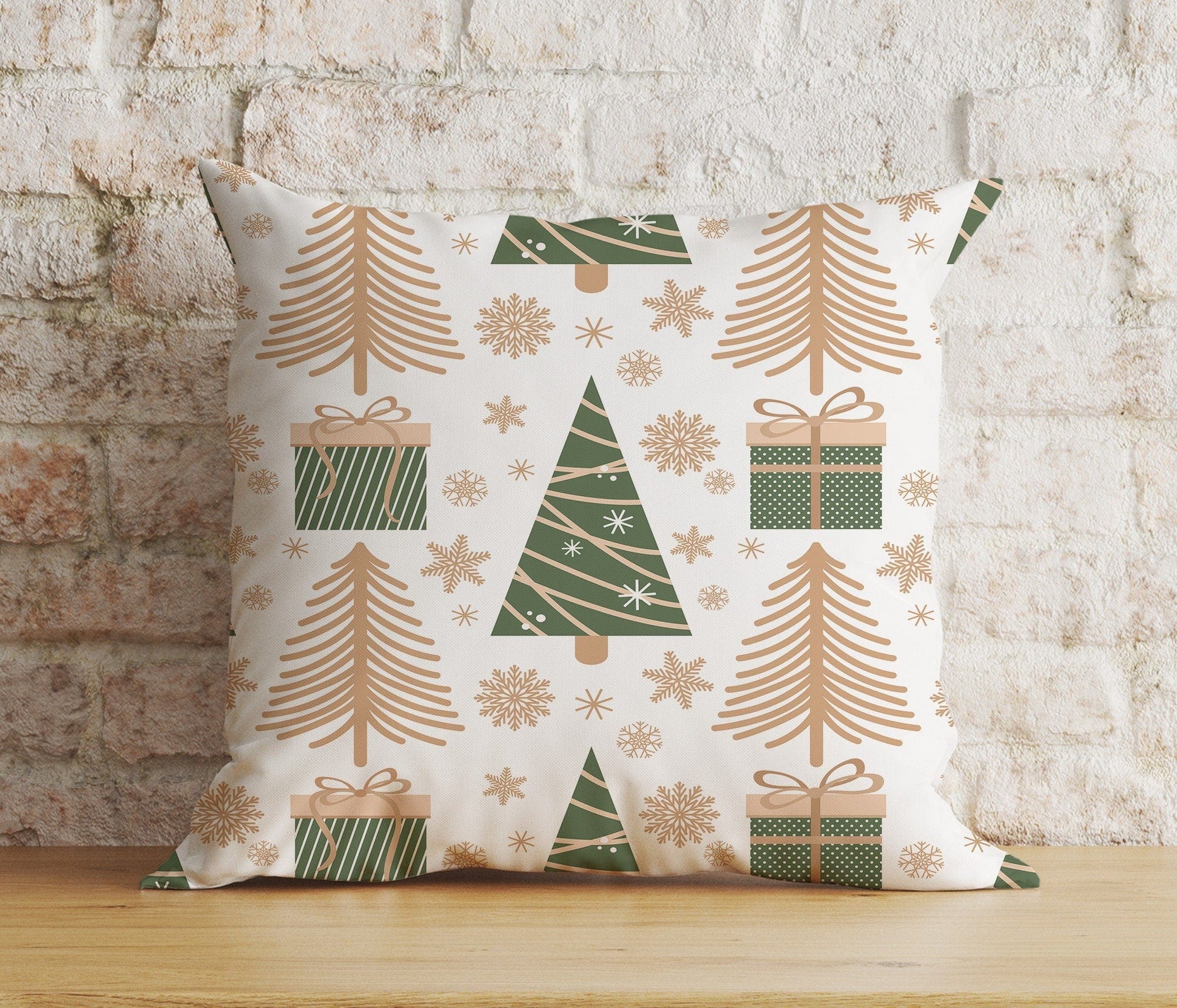 Onay 5 / 12 x 12 inch (30 x 30 cm) Double Side Snowman Botanical Christmas Festive Green Cushion Covers