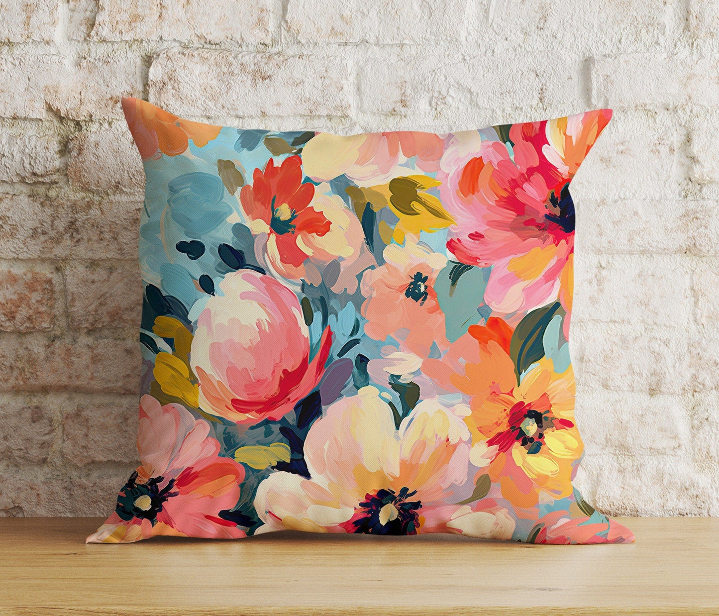 Onay 6 / 12 x 12 inch (30 x 30 cm) Soft and Pastel Floral Watercolour Flower Cushion Covers
