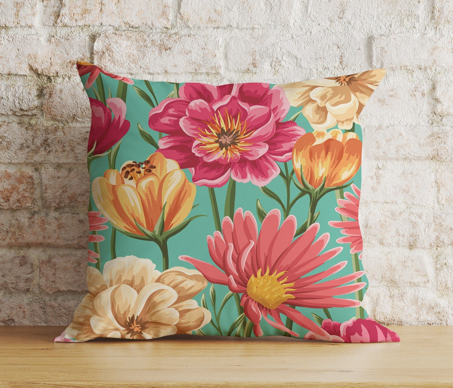 Onay 2 / 12 x 12 inch (30 x 30 cm) Soft and Pastel Floral Watercolour Flower Cushion Covers