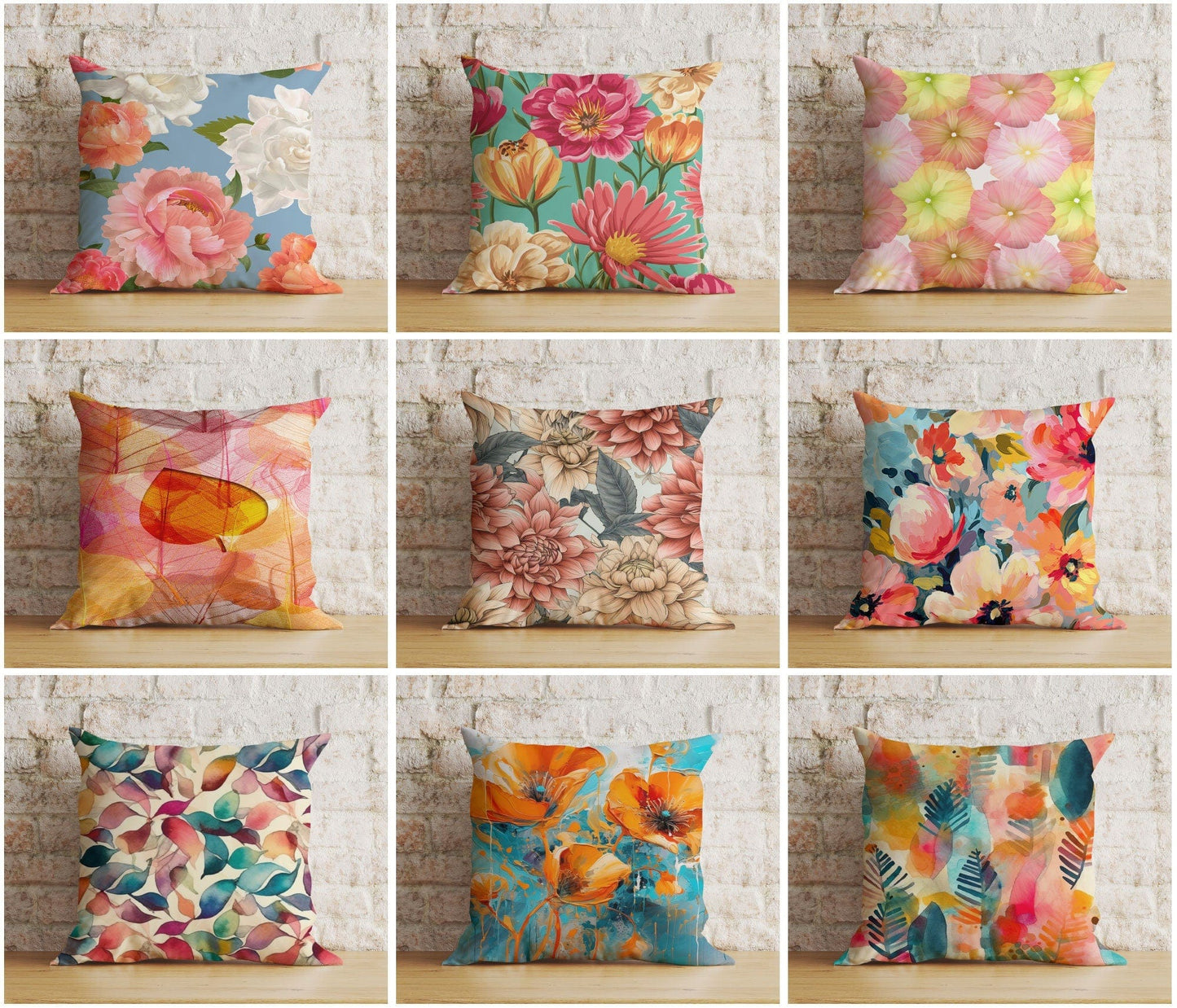 Onay Soft and Pastel Floral Watercolour Flower Cushion Covers