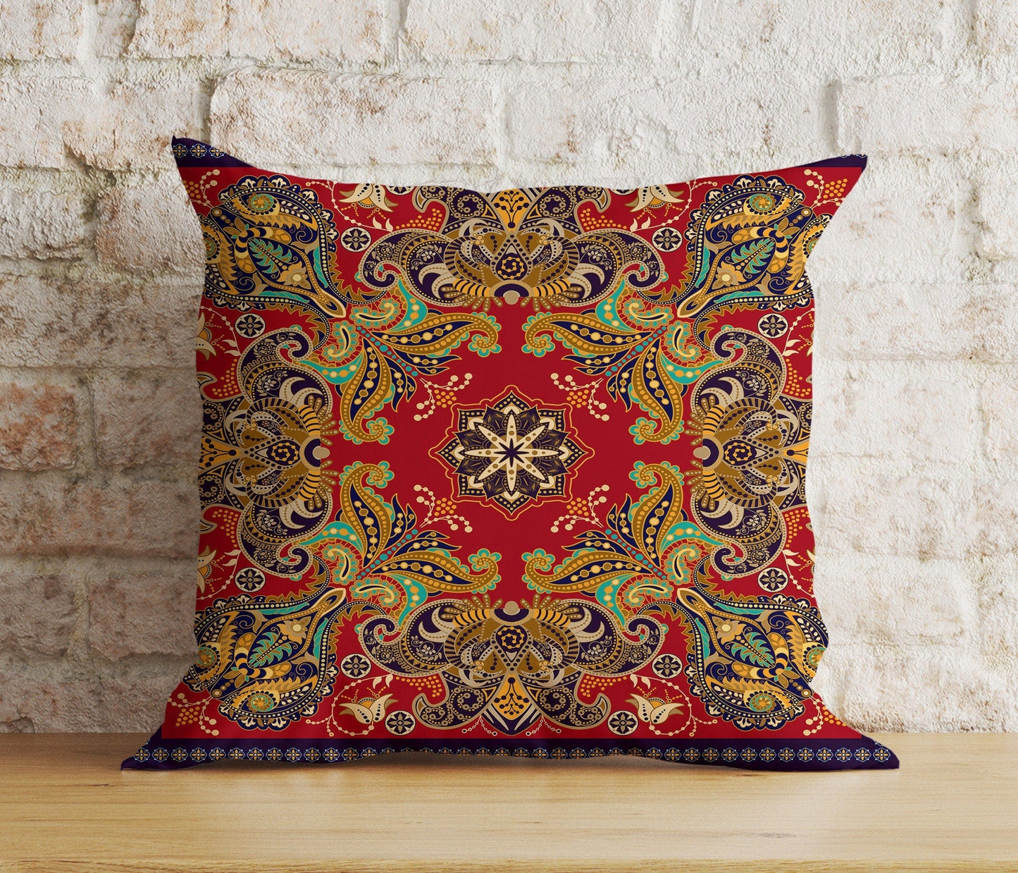 Onay 5 / 12 x 12 inch (30 x 30 cm) Southwestern Aztec Turkish Kilim Ethnic Cushion Cover