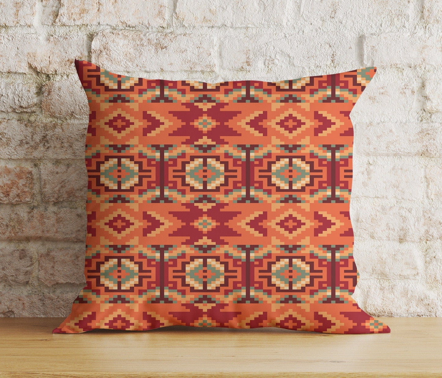 Onay 2 / 12 x 12 inch (30 x 30 cm) Southwestern Aztec Turkish Kilim Ethnic Cushion Cover
