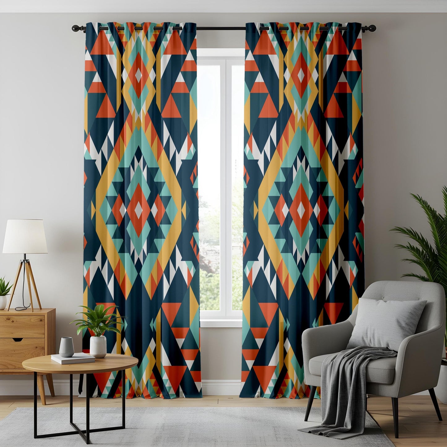 Onay Southwestern Geometric Curtains, Bold Aztec Print Drapes