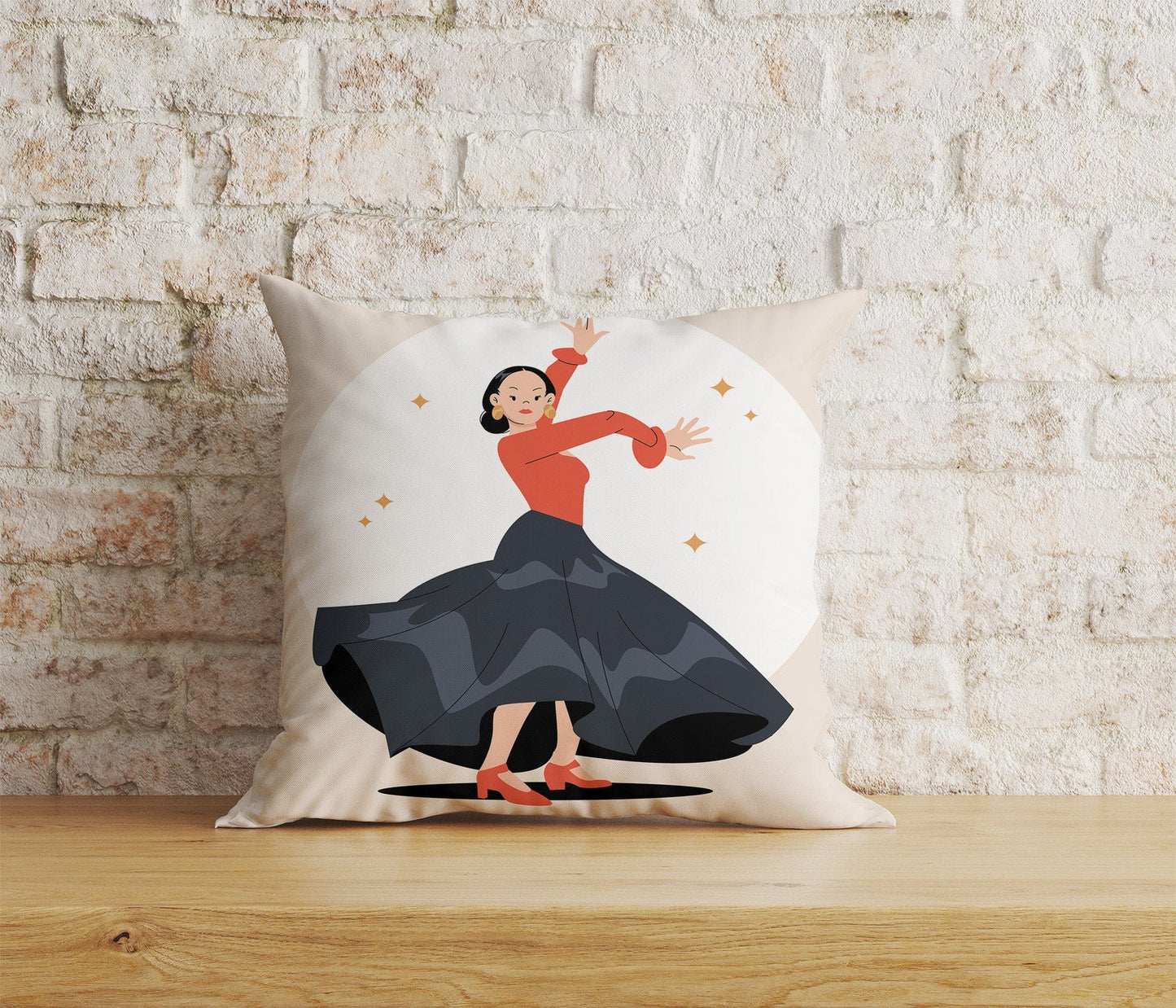 Onay 9 / 12 x 12 inch (30 x 30 cm) Spanish Flamenco Dancers Illustration Ethnic Cushion Covers