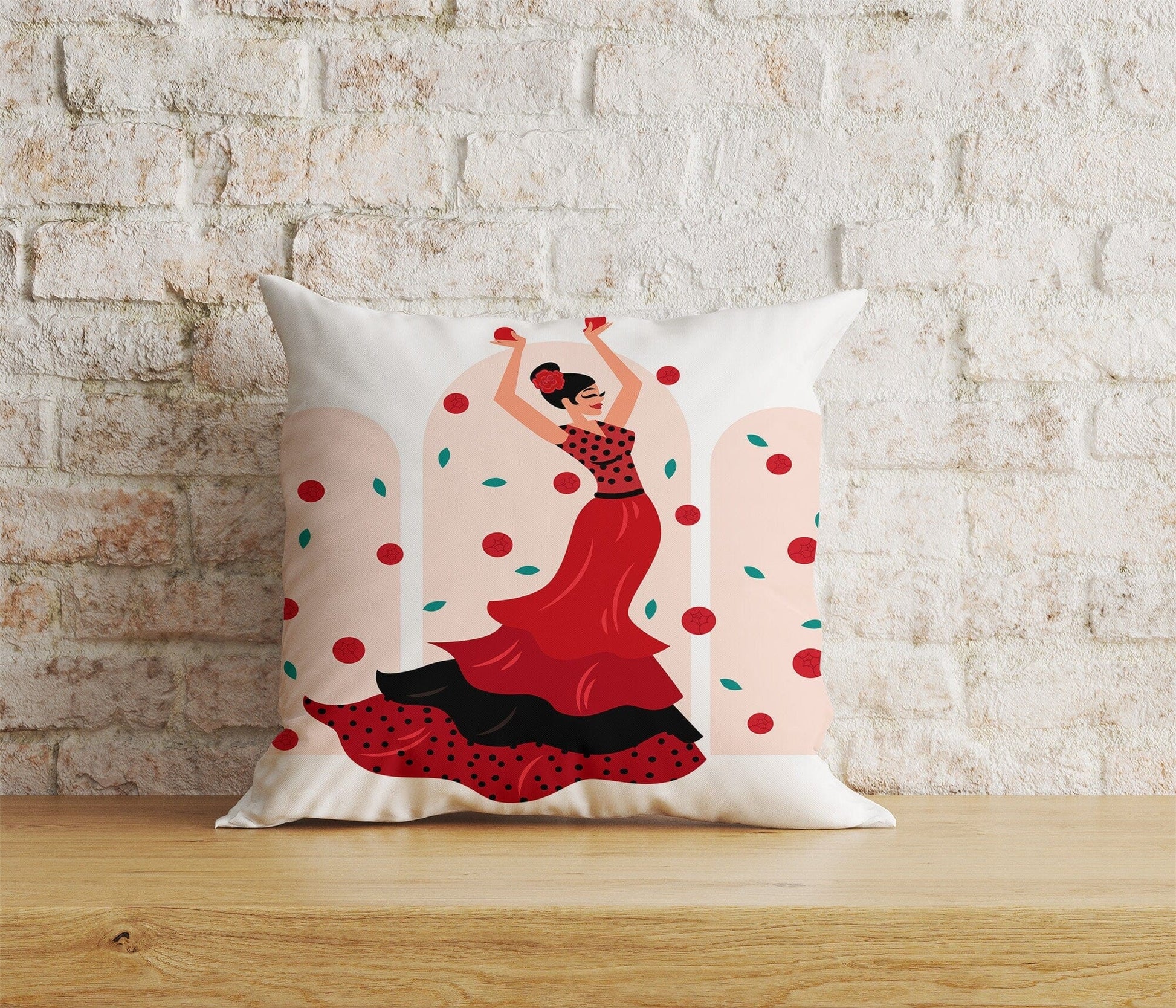 Onay 7 / 12 x 12 inch (30 x 30 cm) Spanish Flamenco Dancers Illustration Ethnic Cushion Covers