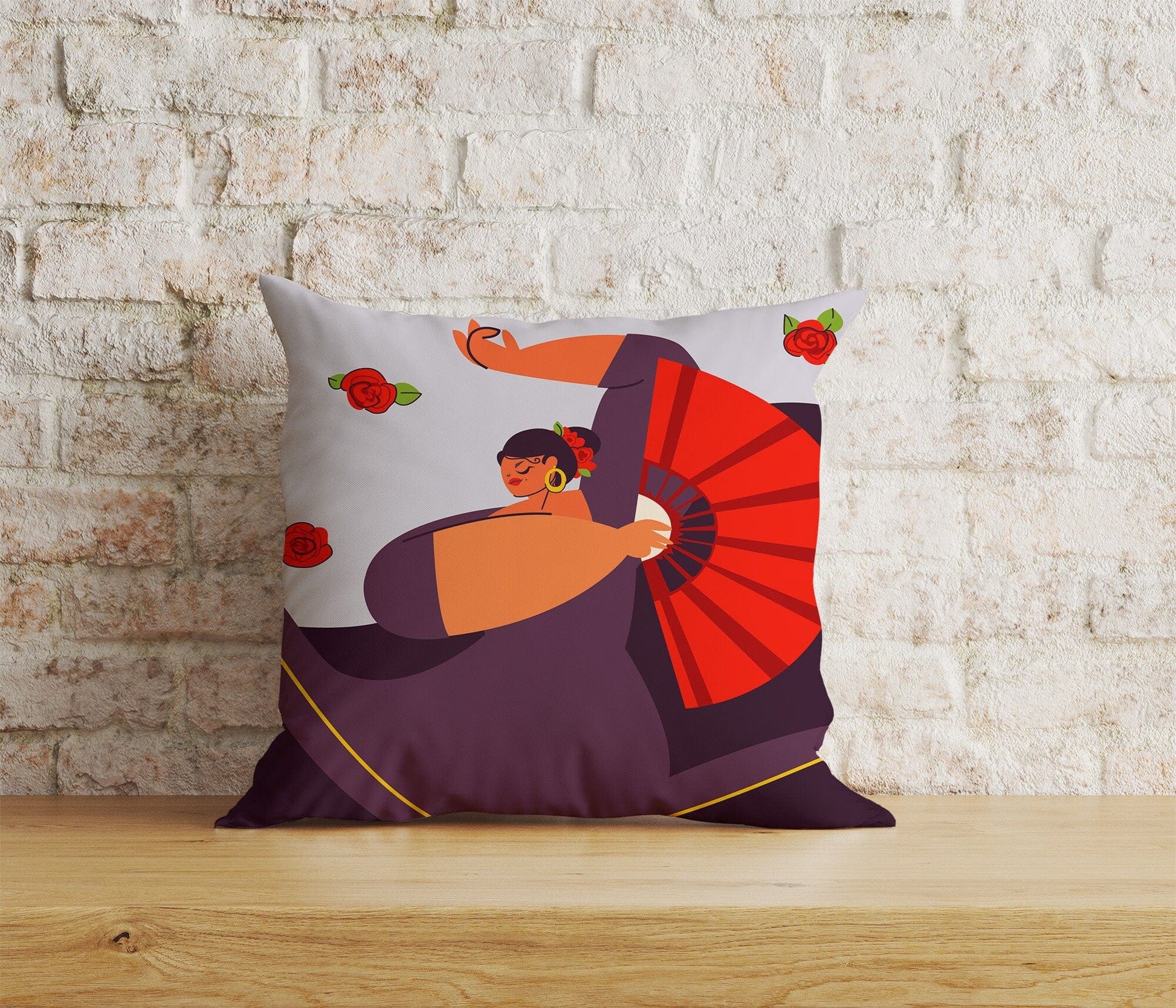 Onay 6 / 12 x 12 inch (30 x 30 cm) Spanish Flamenco Dancers Illustration Ethnic Cushion Covers