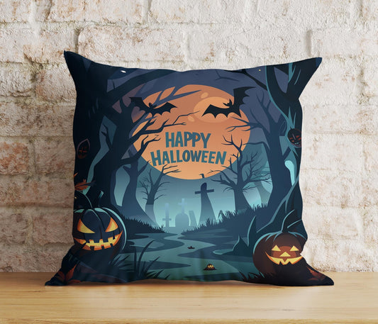 Onay Cushion Covers 2 / 12 x 12 inch (30 x 30 cm) Spooky Halloween Forest Cushion Cover Enchanted Forest Trail at Night